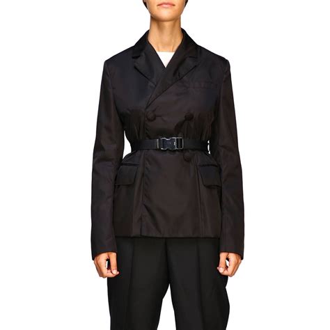 prada black and white coat|prada women's double breasted jackets.